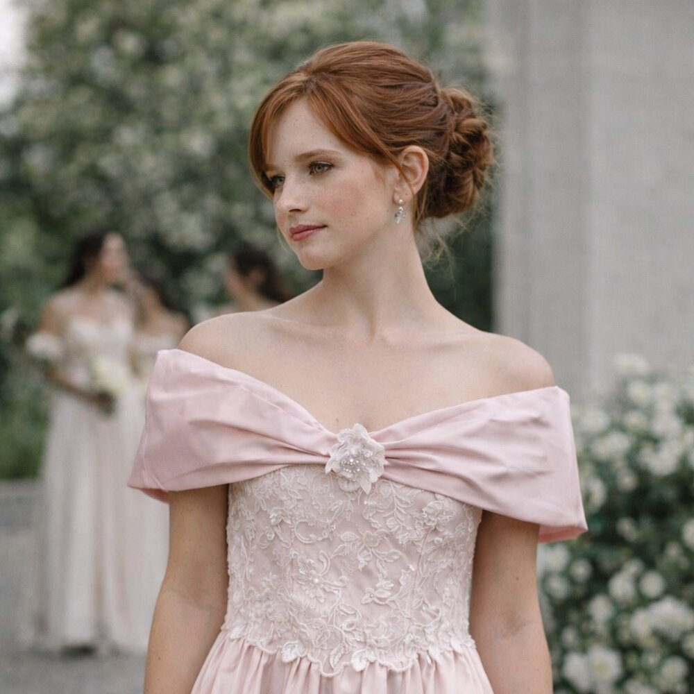 VTG 1980s pink Off-shoulder princess cocktail Prom Bridesmaid Dress